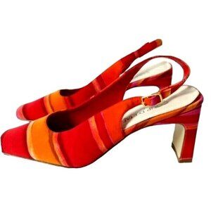 Vintage Retro Chic Slingback Shoes 7M Vivid Vibrant Colors Resort Cruise Summer